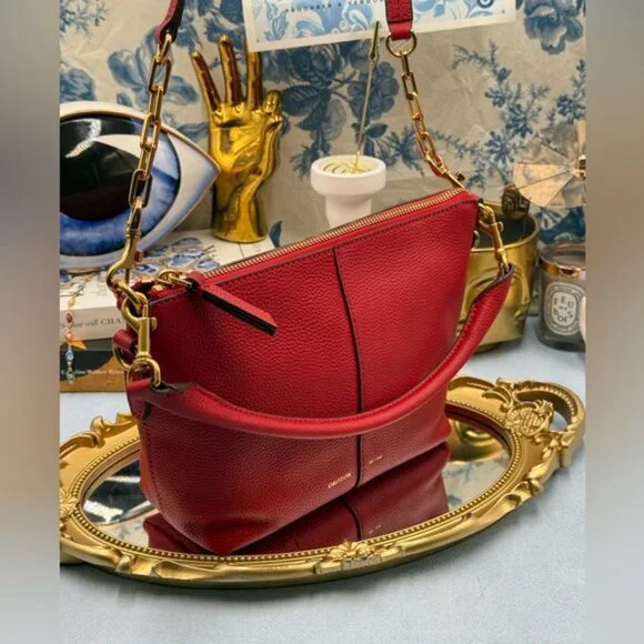 🆕 OROTON 🧿 NWOT Lily Zip Top Leather Crossbody, Red - Picture 4 of 16